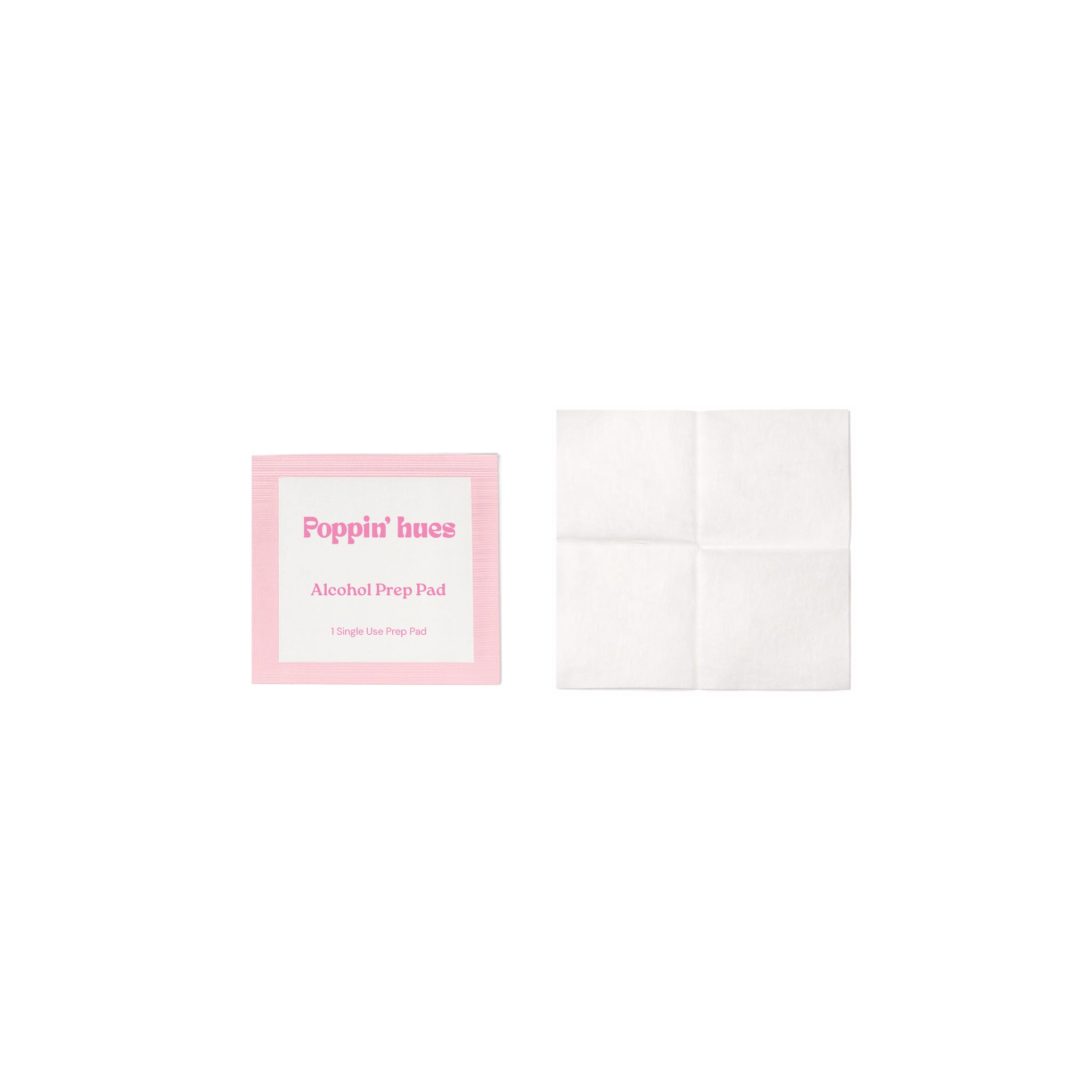 Poppin' hues alcohol prep pad with pink packaging on a white background