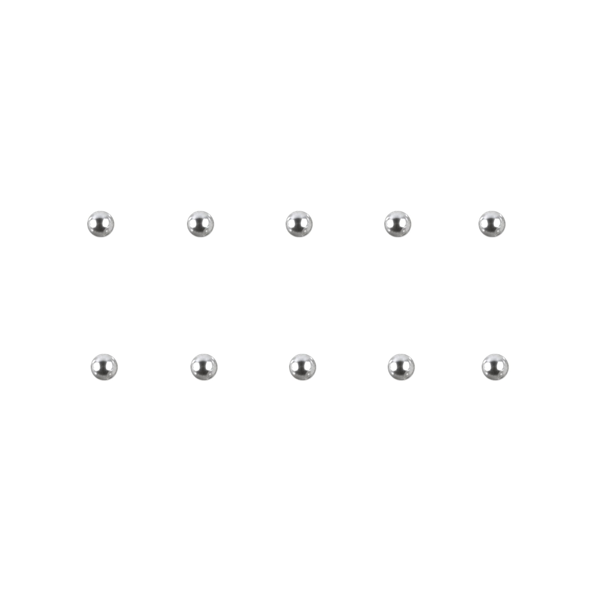 Set of silver chrome nail charms on a white background